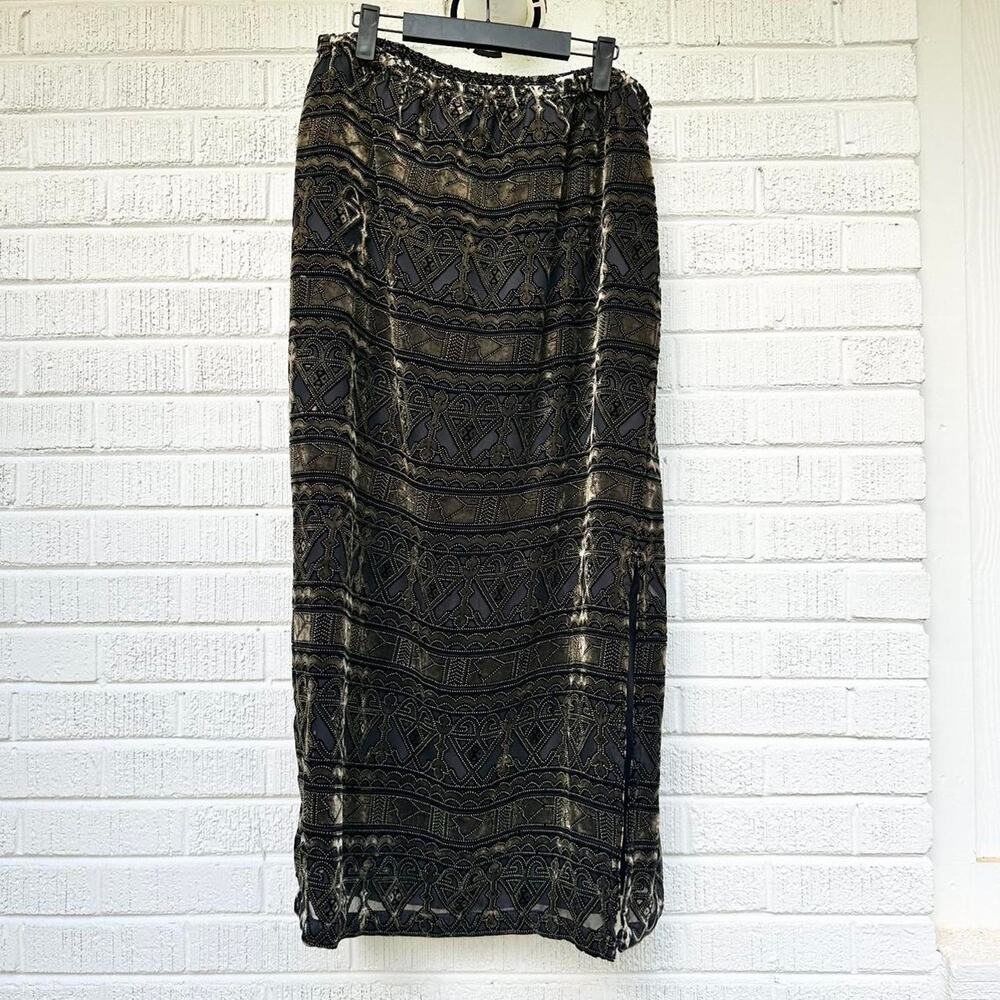 Vintage Deadstock 90’s Chico’s Design Black Velvet Burnout Maxi Skirt